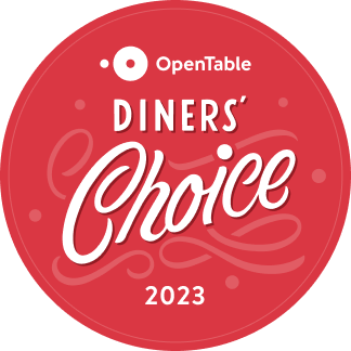 Open Table Diners' Choice 2023 Award in red and white